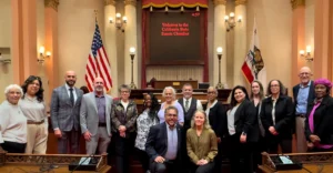 Photo of Survivors in the California Senate Chamber